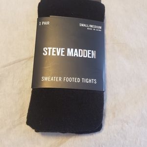 Steve Madden Sweater Footed Tights Black Sz-S/M